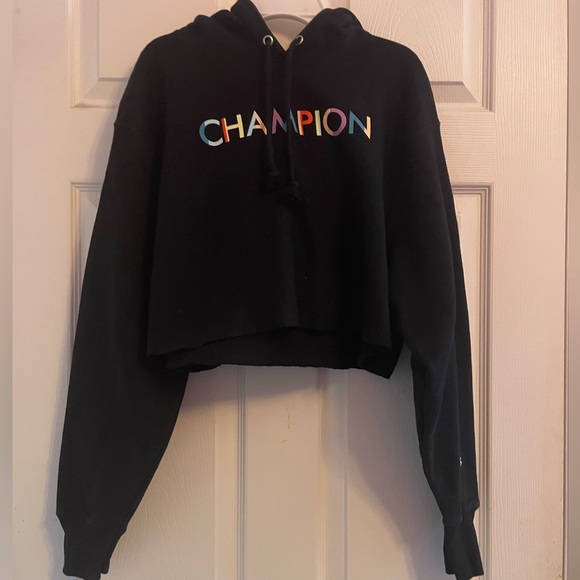 Champion Black Cropped Hoodie | Women’s Medium | - Picture 1 of 5